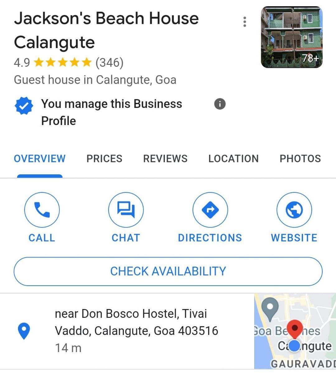 Aparthotel Jackson'S Beach House Calangute Exterior foto